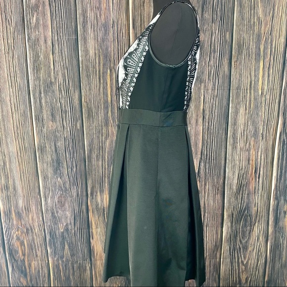 WHITE HOUSE BLACK MARKET Lace Fit & Flare Pleated Tuxedo Dress with Pockets - Picture 4 of 10